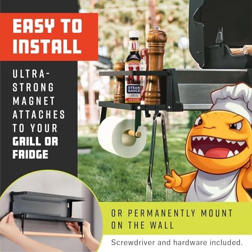 Grillzilla Magnetic Grill Caddy and Organizer, Black