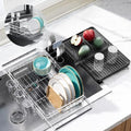 Delamu Over Sink Dish Drying Rack with Drainboard for Small Kitchen Counter