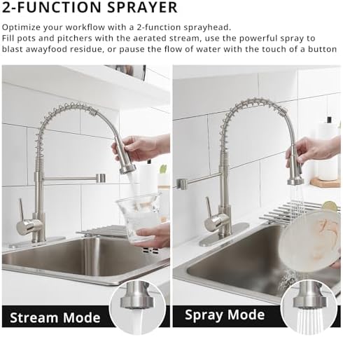 AIMADI Single-Handle Pull-Down Kitchen Faucet, Brushed Nickel