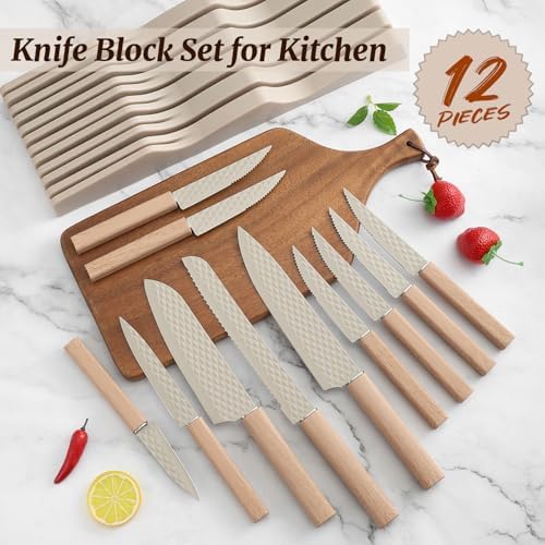 12-Piece Stainless Steel Knife Set with In-Drawer Block