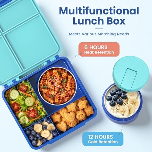 LOHASOK Bento Lunch Box for Kids with 8oz Soup Thermo,Blue