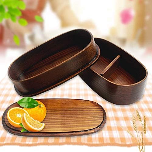 DODY Wooden Japanese Bento Box with Spoon Fork Kit