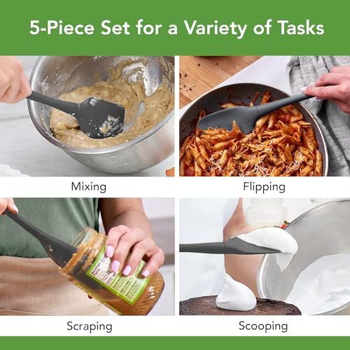 Tovolo Flex Core Silicone Spatula Set, 5-Piece, Charcoal Gray