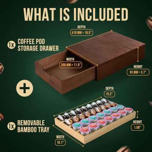 Coffee Pod Storage Drawer Organizer Compatible with K-Cup Nespresso Capsule