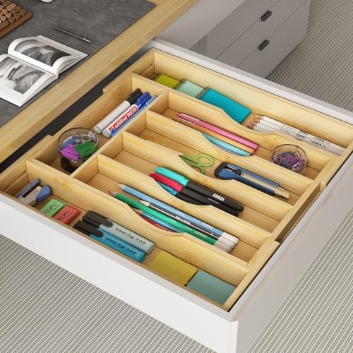 Youpehom Bamboo Utensil Organizer for Kitchen Drawers, Expandable