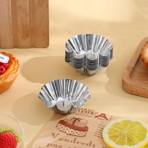 Zerodeko 12 Pack Flower Tartlet Pans Non-Stick Egg Tart Molds Reusable
