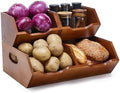HYPIGO Wood Potato & Onion Storage Bin,2-tier Stackable Pantry