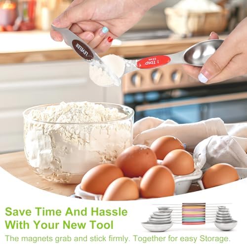 Magnetic Measuring Cups and Spoons Set | 16-Piece Stainless Steel