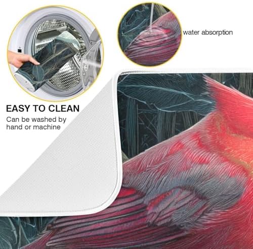 OTVEE Cardinal Winter Beauty Dish Drying Mat for Kitchen Counter