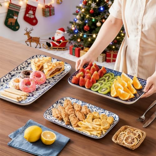 vancasso SELENE Porcelain Serving Platters Set of 3, 16/14/12 Inch