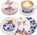 Hushee Fall Pumpkin Coasters Set of 4 Ceramic Blue Vase Chinoiserie