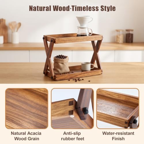 2-Tier Wood Countertop Organizer Shelf