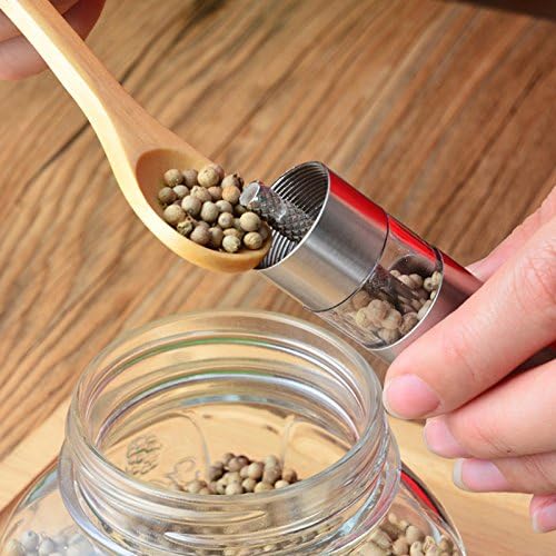 Salt and Pepper Grinder Set of 2, Stainless Steel Push Button Grinder Modern - Image 6