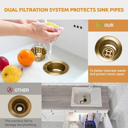 BOTEMY 3-1/2 Kitchen Sink Drain Assembly with Strainer
