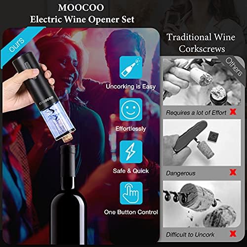 Moocoo Electric Wine Opener with Charging Base, Cordless Electric Wine