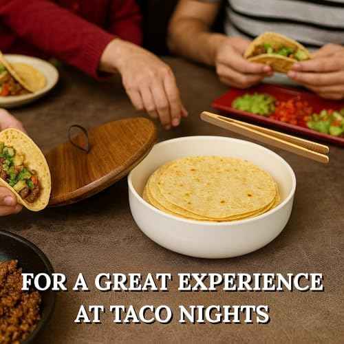 Ceramic Tortilla Warmer with Wooden Lid – 7.5 Inch Tortillero Keeps