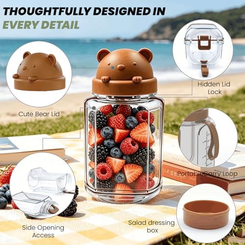TJR Salad Pod, Leak-Proof Side Opening Salad Jar Container for Lunch