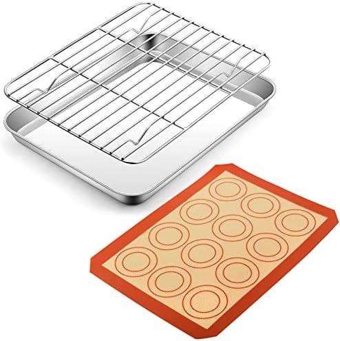 P&P CHEF 9 Inch Baking Sheet, Cooling Rack and Mat Set