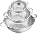 E-far Stainless Steel Colander Set of 3 (1-3-5Quart), Micro-Perforated