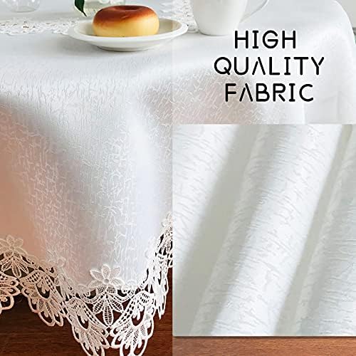 Lace Tablecloth Rectangle Fabric Washable Off White 16x70inch