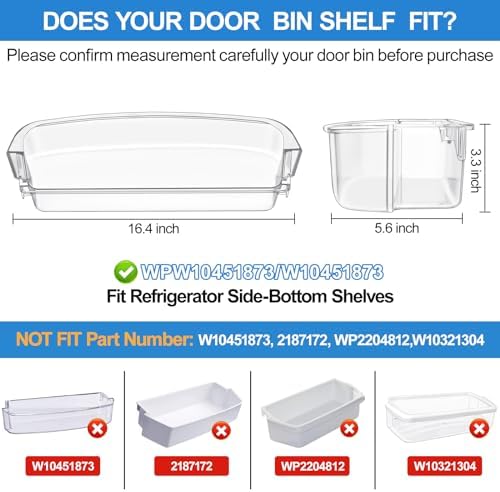 [2 PACK] UPGRADED WPW10451873 Refrigerator Door Bin Replacement