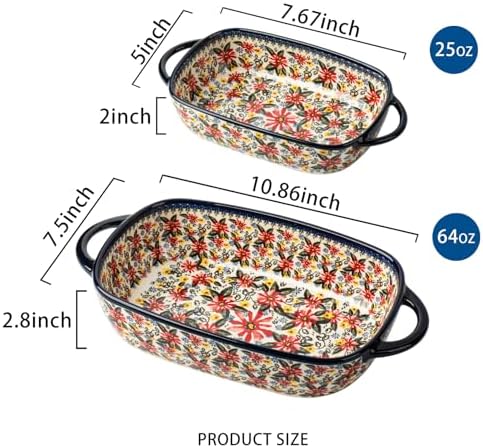 Blue Ceramic Rectangular Baking Dish Set, 2-Piece