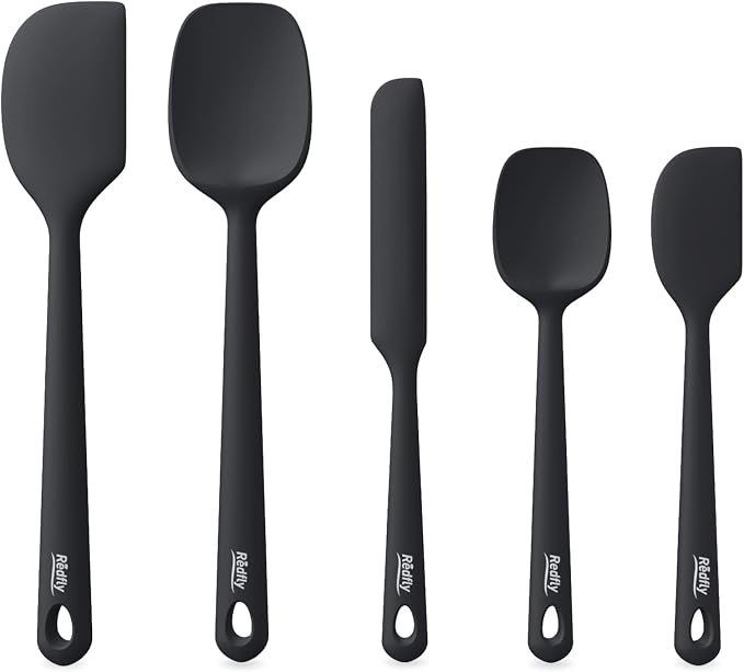 Redfly Silicone Spatula Set, 5 Piece Food Grade Silicone Cooking Utensils Set by Redfly