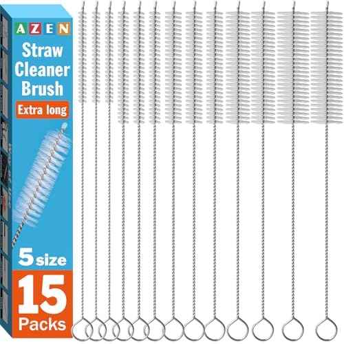 AZEN 15 Pack Straw Cleaner Brush Set, 12 Inch