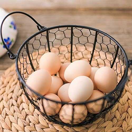 Metal Wire Egg Basket with Ceramic Chicken Cover
