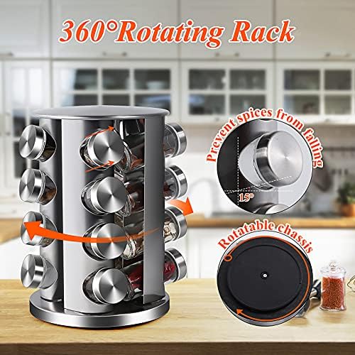 DOUBLE 2 C Revolving Countertop Spice Rack Stainless Steel Seasoning