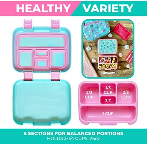 kinsho Kids Bento Lunch Box Set, Aqua Cat Mermaid