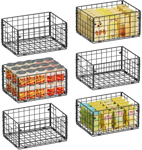 X-cosrack Metal Wire Basket Pantry Baskets Foldable Cabinet Organizers