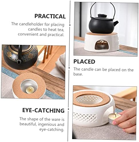 Ceramic Teapot Warmer with Wood Base, Heating and Heat Preservation