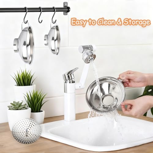 Canning Funnel with Strainer, Wide Mouth Funnels for Filling Wide and