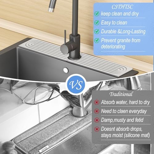 Stone Faucet Mat for Kitchen Sink, Super Water Absorbing,White