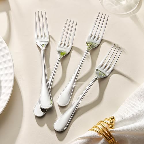 4-Piece 8-Inch Teardrop Dinner Forks Set, 18/10 Stainless Steel Table