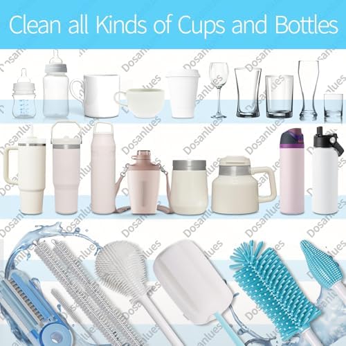 Bottle Cleaner Brush Set - 8 Pack Multipurpose Bottle Brushes for