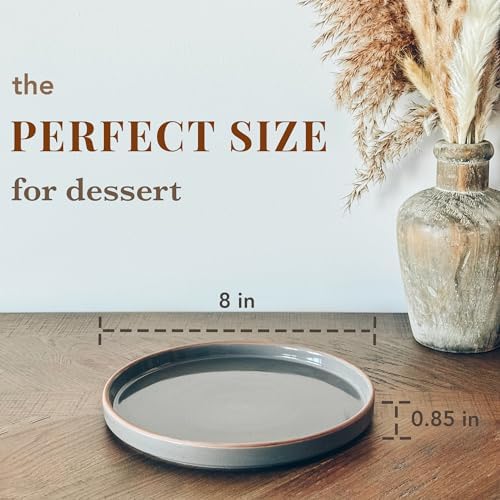 MORA Ceramic Flat Plates Set of 6-8 in - The Dessert, Salad