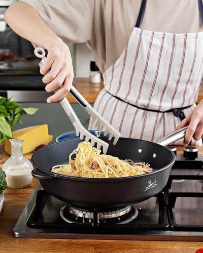 Silicone Spaghetti Spoon and Pasta Tong Set, Khaki