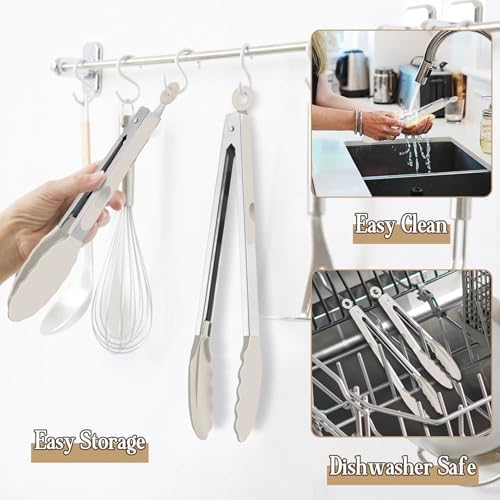 TeamFar Kitchen Tongs, 9" and 12", Stainless Steel