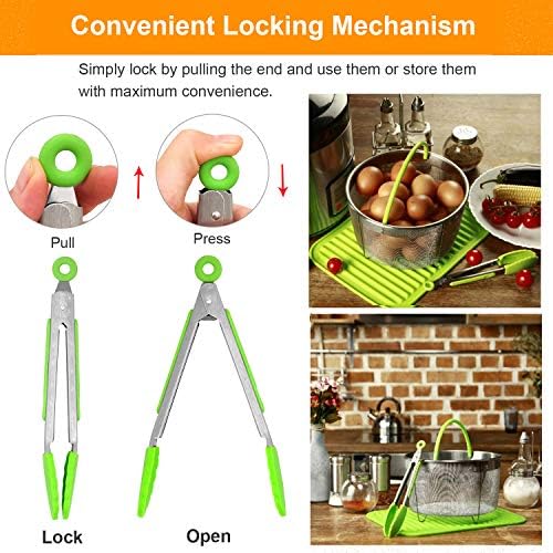 ForTomorrow Kitchen Tongs with Silicone Tips, Set of 5