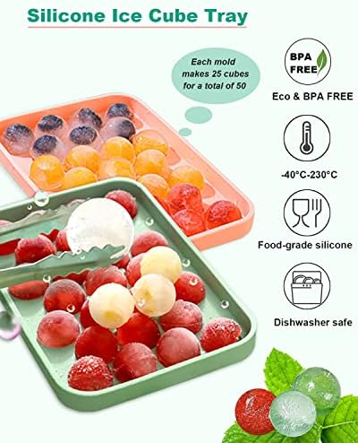Silicone Ice Cube Molds 2 Pack, Round Ice Cube Tray Silicone with Lid