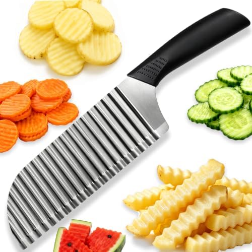 Stainless Steel Crinkle Cutter, Wavy Potato Slicer Wave Chopper with