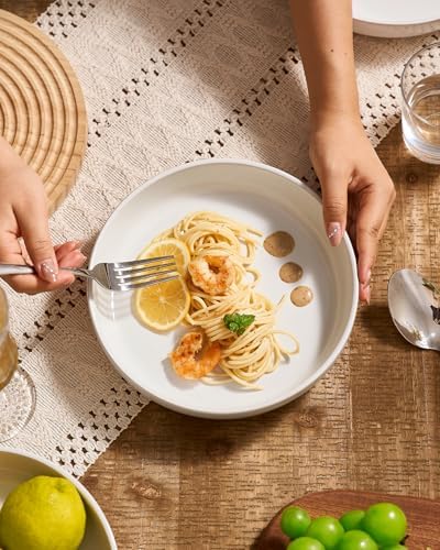 famiware Milkyway 33 oz Pasta Bowls Set of 4, White