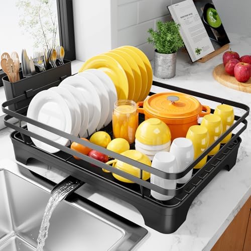 Kitsure Dish Drying Rack, 15.7" x 12.0" x 5.5", Black
