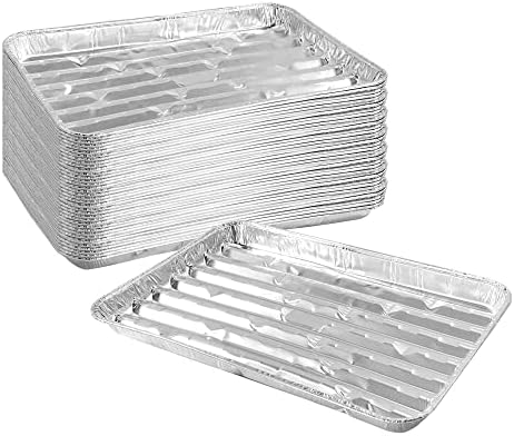 40 Pack Disposable Aluminum Broiler Pan 13 x 9 x 1 inch Aluminum Foil