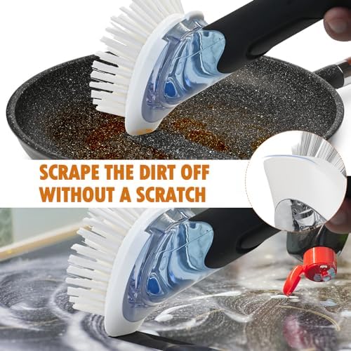 RIMAY Soap Dispensing Dish Brush Set with 2 Refills
