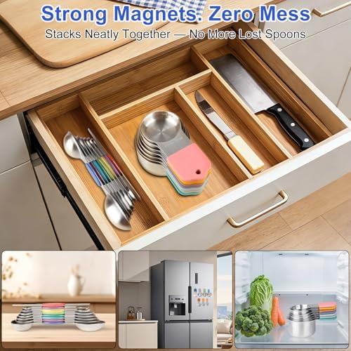 Magnetic Measuring Cups and Spoons Set-Heavy Duty 304 Stainless Steel