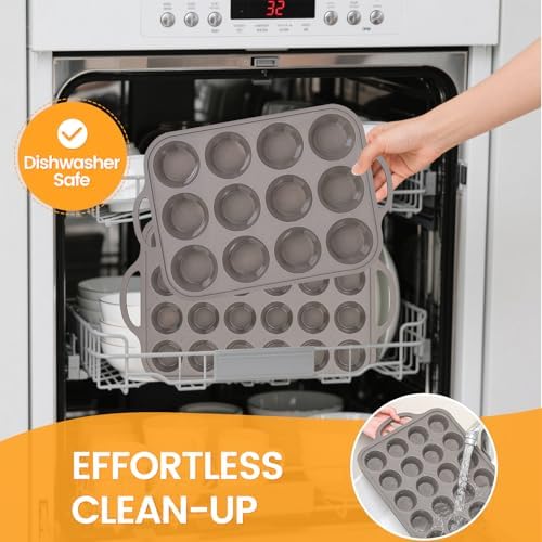 CAKETIME Silicone Muffin Pans for Baking, Metal Reinforced Frame
