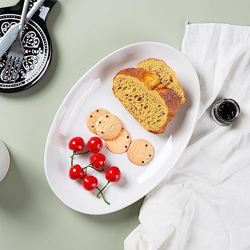 Ceramic Serving Platters, 12" White Serving Dishes, Dinner Plates, Set